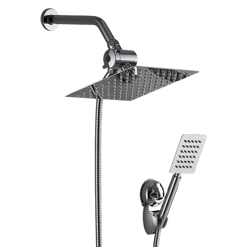 BowLift | Silver Square Double Shower Head Modern Water Filtration Wall Mounted Shower Head
