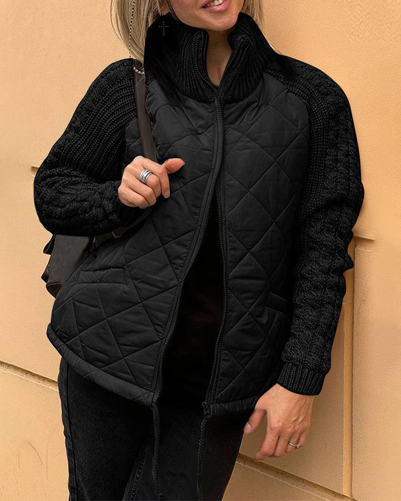 BowLift | Solid Color High Collar Zipper Coat