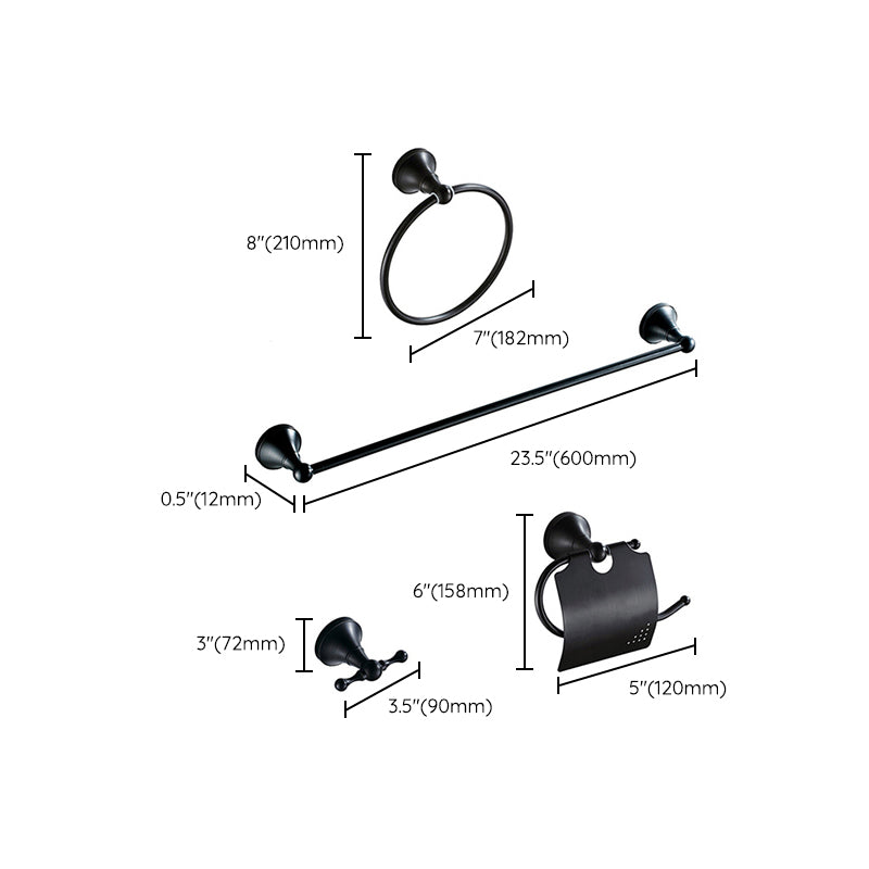 BowLift | Metal Bathroom Set 4-piece Traditional Style Black Bathroom Accessory Set