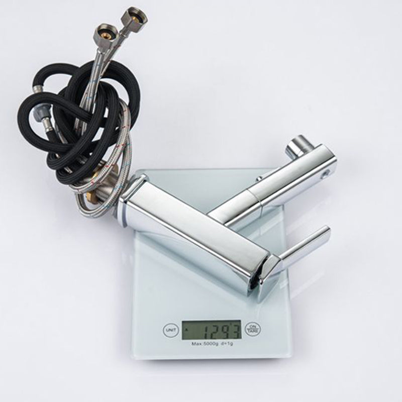 BowLift | Contemporary Vessel Sink Faucet Copper Single Handle Low Arc Pull Down Vessel Faucet