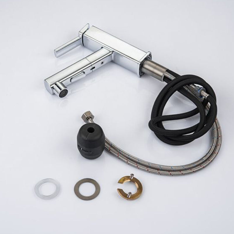 BowLift | Contemporary Vessel Sink Faucet Copper Single Handle Low Arc Pull Down Vessel Faucet