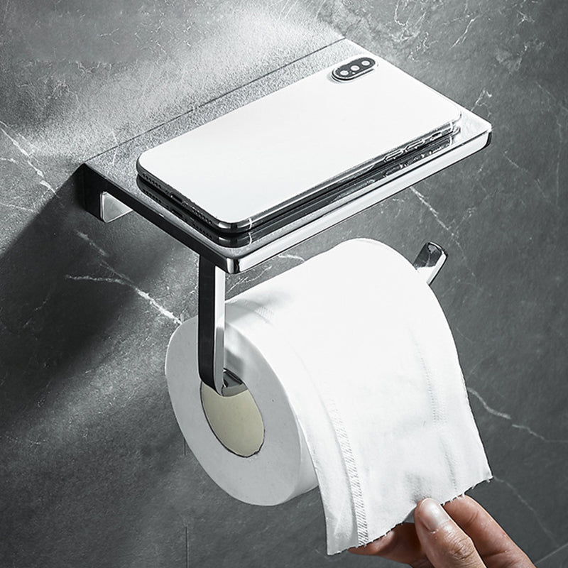 BowLift | Contemporary 2-piece bathroom set made of polished chrome stainless steel toilet paper holder
