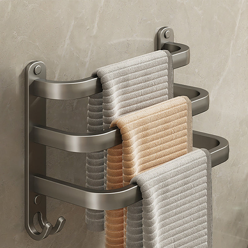 BowLift | 2-piece modern bathroom accessory set made of aluminum matte gray towel bar