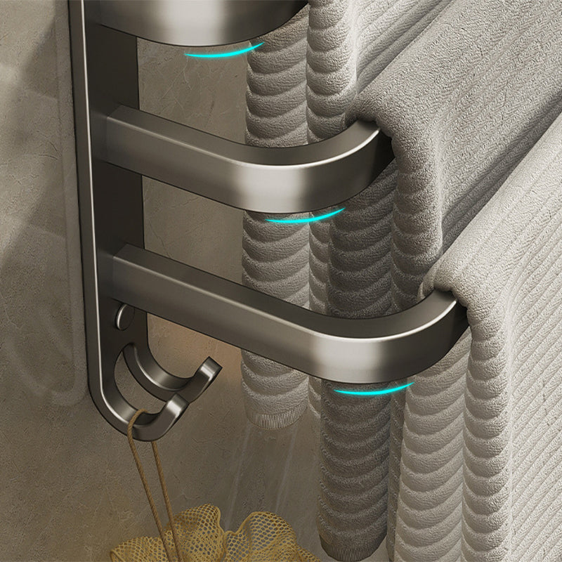 BowLift | 2-piece modern bathroom accessory set made of aluminum matte gray towel bar
