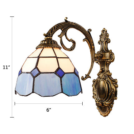 BowLift | Blue Glass Wall Lighting Baroque Style 1 Light Indoor Wall Lamp for Hallway