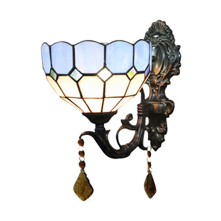 BowLift | Blue Glass Wall Lighting Baroque Style 1 Light Indoor Wall Lamp for Hallway