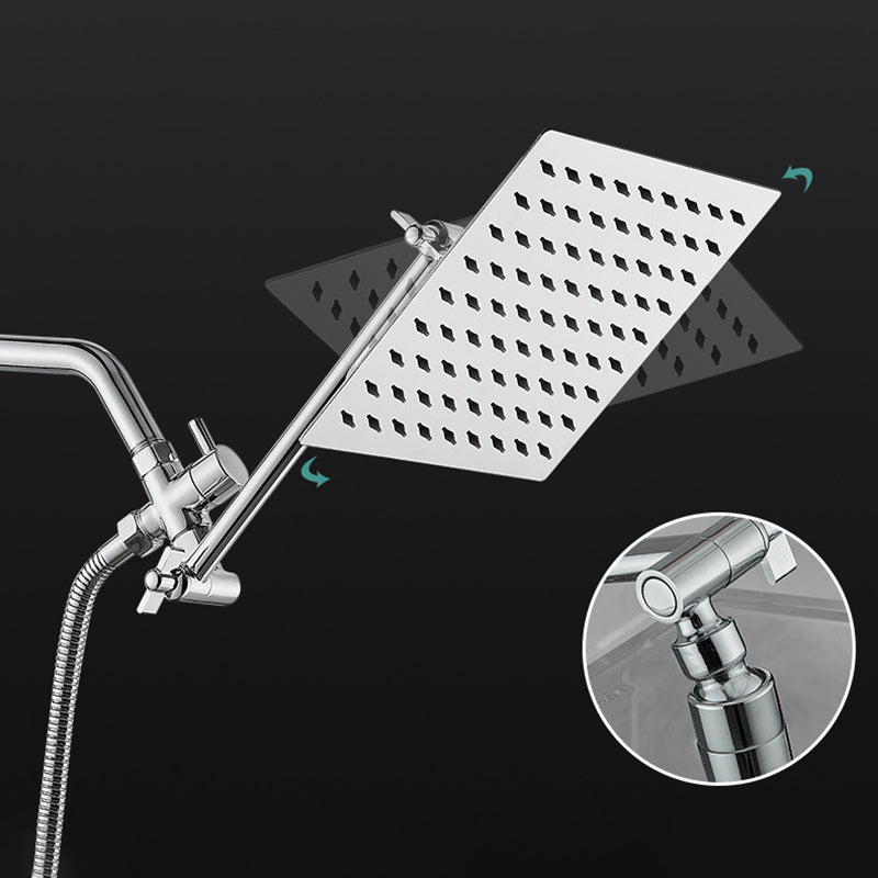 BowLift | Silver Square Fixed Shower Head Modern Style Wall Mounted Shower Head