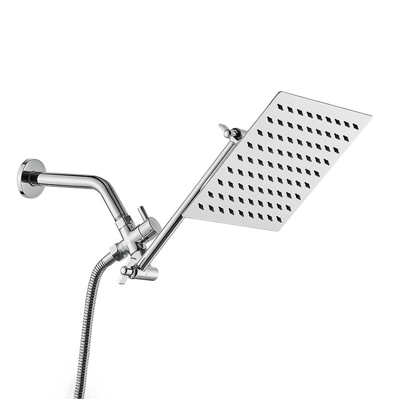 BowLift | Silver Square Fixed Shower Head Modern Style Wall Mounted Shower Head
