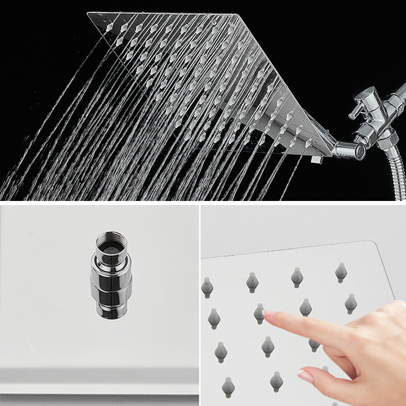 BowLift | Silver Square Fixed Shower Head Modern Style Wall Mounted Shower Head