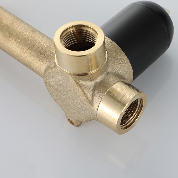 BowLift | Industrial Sink Faucet Brass Lever Handles Low Arc Wall Mounted Bathroom Faucet