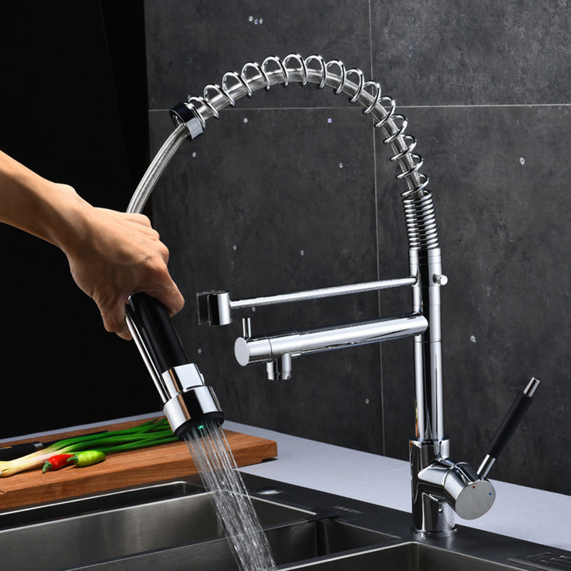 BowLift | Glam Basin Faucet Brass Lever Handles Spring Neck Three-Function Bathroom Sink Tap