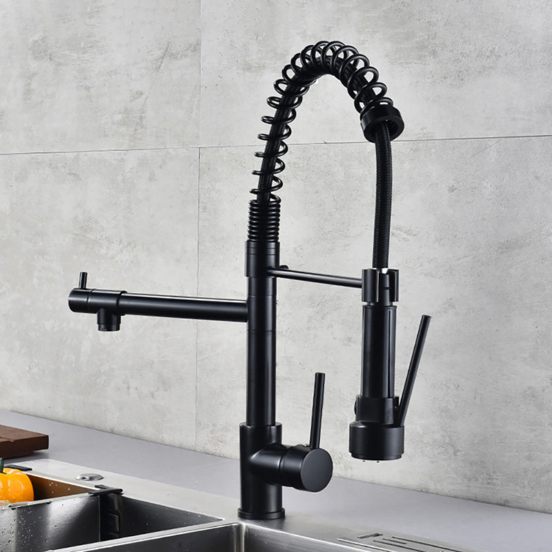 BowLift | Glam Basin Faucet Brass Lever Handles Spring Neck Three-Function Bathroom Sink Tap