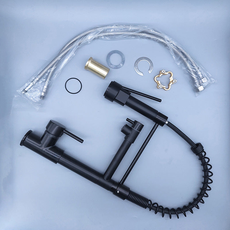 BowLift | Glam Basin Faucet Brass Lever Handles Spring Neck Three-Function Bathroom Sink Tap