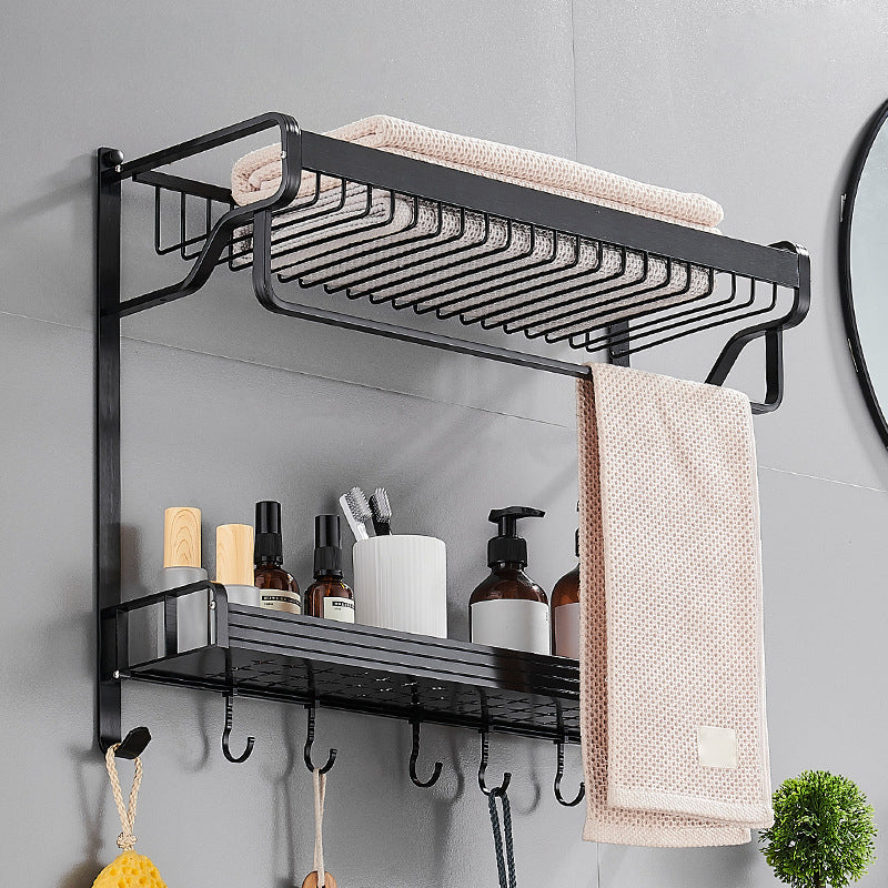 BowLift | Black / Silver Bathroom Accessories Aluminum Hardware Set Bathroom Shelf