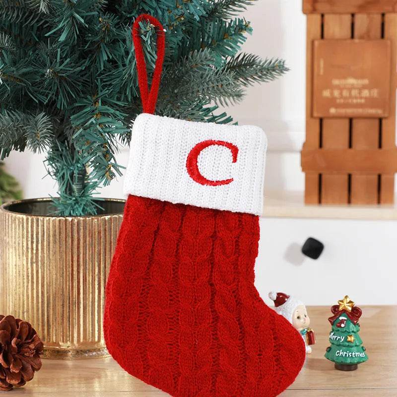 BowLift | Cute Letters Christmas Stockings Decorative Creative Tree Pendant Wool Knitted Socks