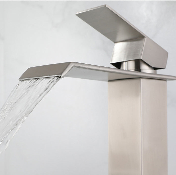BowLift | Industrial Faucets Faucet Stainless Steel Lever Handles Waterfall Spout Bathroom Faucet