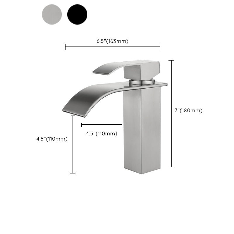 BowLift | Industrial Faucets Faucet Stainless Steel Lever Handles Waterfall Spout Bathroom Faucet
