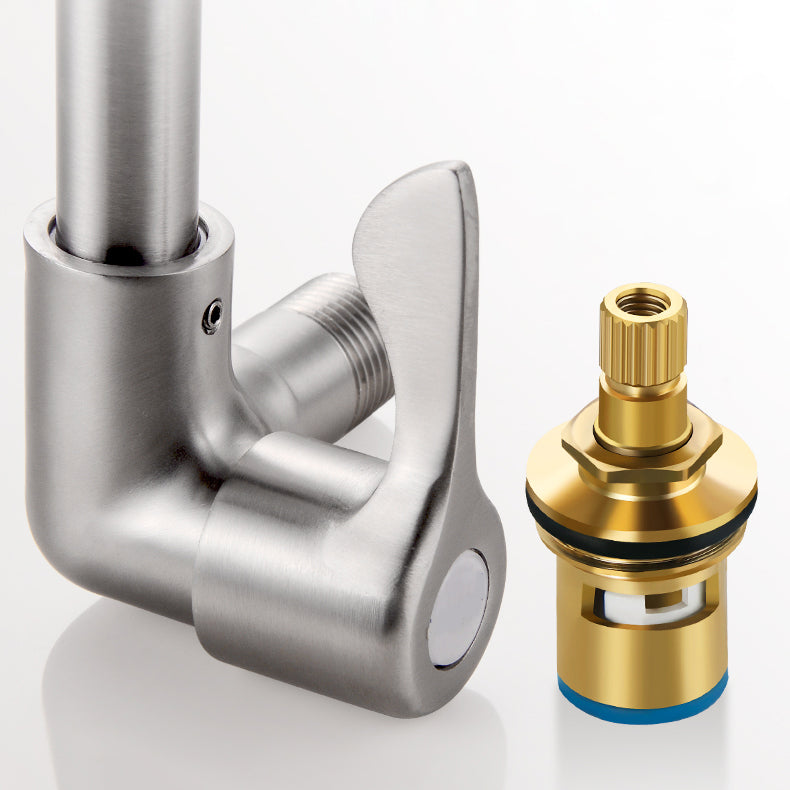 BowLift | Modern Bridge Faucet 304 Stainless Steel Knob Handle Swivel Spout Wall Mounted Faucet