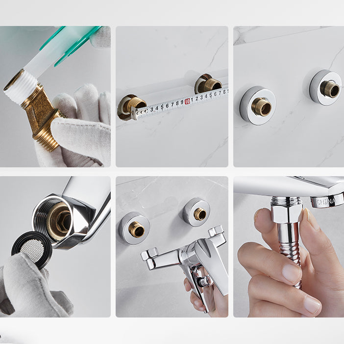 BowLift | Contemporary Wall-Mounted Bathroom Faucet Lever Handles 2-Hole Faucet Brass Faucet