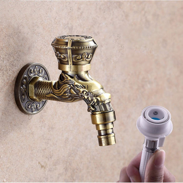 BowLift | Vintage Classic Basin Mixer Zinc Single Lever Dragon Engraving Wall Mounted Tap