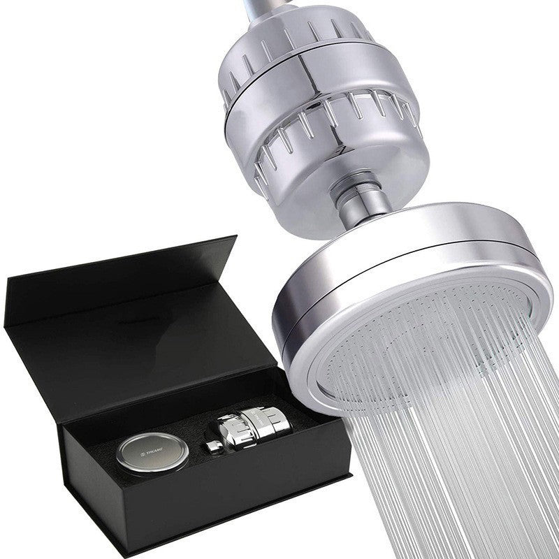 BowLift | Contemporary solid shower head in silver with Catalyst wall-mounted shower head