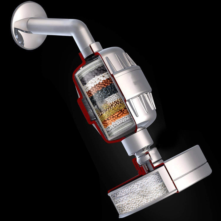 BowLift | Contemporary solid shower head in silver with Catalyst wall-mounted shower head