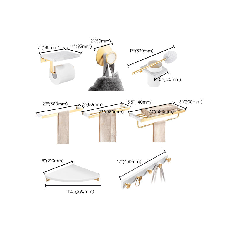 BowLift | Marble & Brass Bathroom Accessories Set Golden Bathroom Accessories Kit