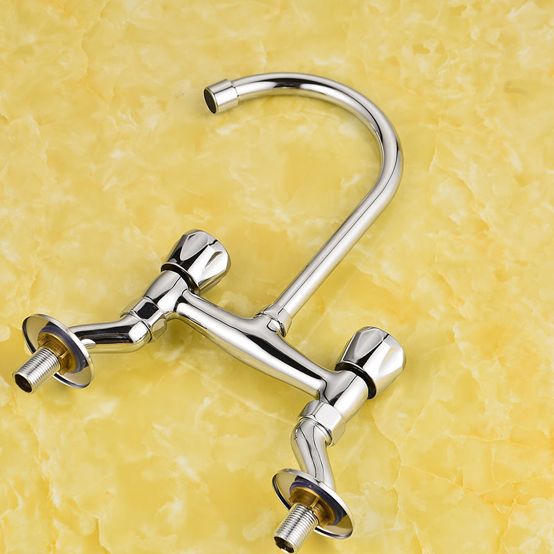 BowLift | Contemporary Widespread Sink Faucet Knob Handle Goose Neck Arc Solid Brass Faucet