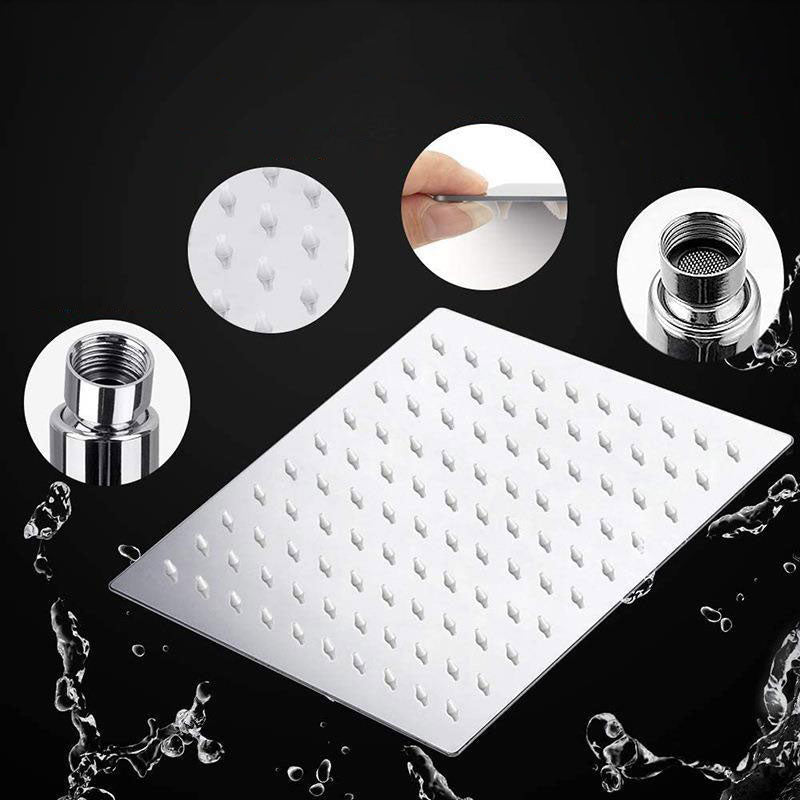 BowLift | High Pressure 8 Inch Shower Set 3-Function Hand Shower Stainless Steel Square Top Light