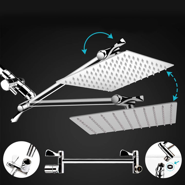 BowLift | Contemporary Dual Shower Head Square High Arc Shower Head Combination in Chrome