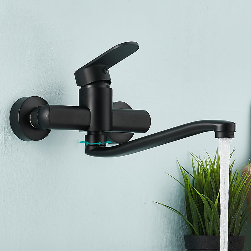 BowLift | Low-Arc Bathtub Filler Black Lever Wall-Mounted Copper Bathtub Filler