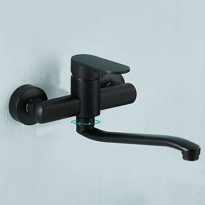 BowLift | Low-Arc Bathtub Filler Black Lever Wall-Mounted Copper Bathtub Filler