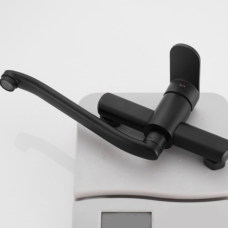 BowLift | Low-Arc Bathtub Filler Black Lever Wall-Mounted Copper Bathtub Filler