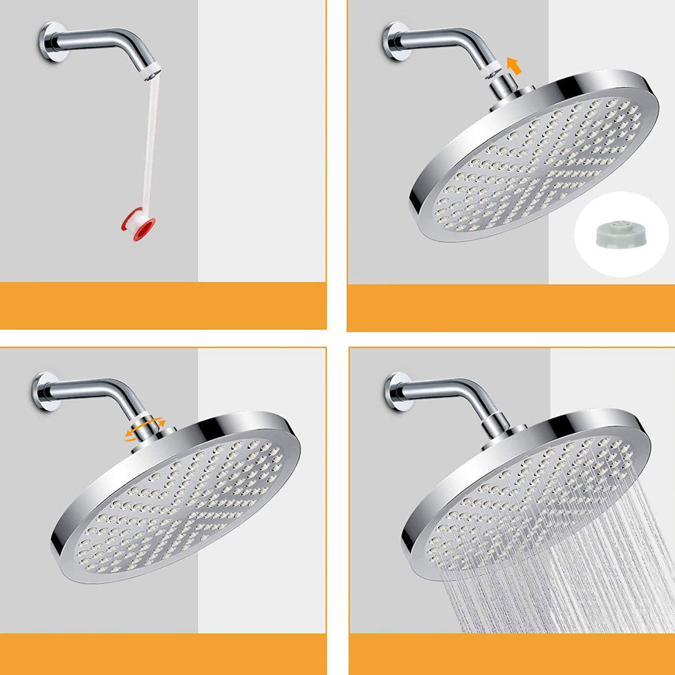 BowLift | Contemporary Fixed Shower Head Round Metal Spray Head in Silver