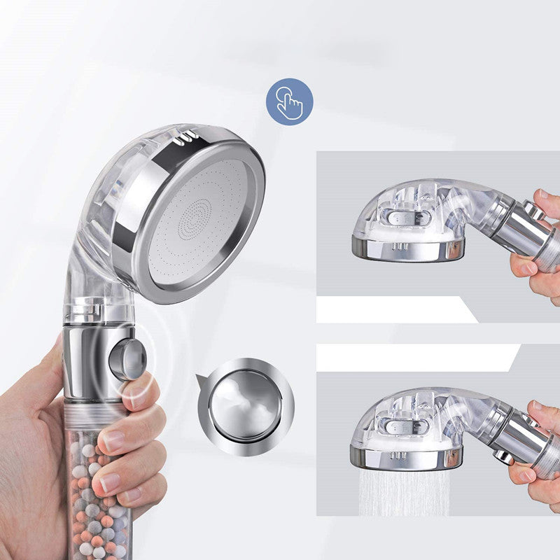 BowLift | Modern Handheld Shower Head Round Filter Ball Spray Head in Silver