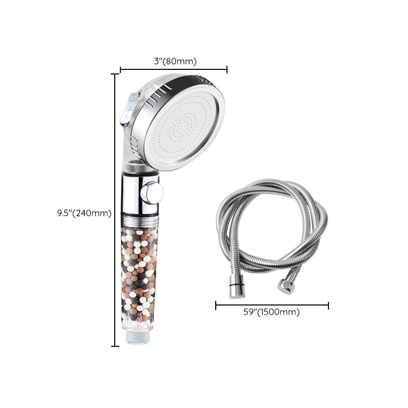 BowLift | Modern Handheld Shower Head Round Filter Ball Spray Head in Silver