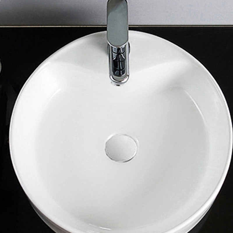 BowLift | Contemporary Sink Porcelain Water Trough with Round Shape (Faucets Not Included)