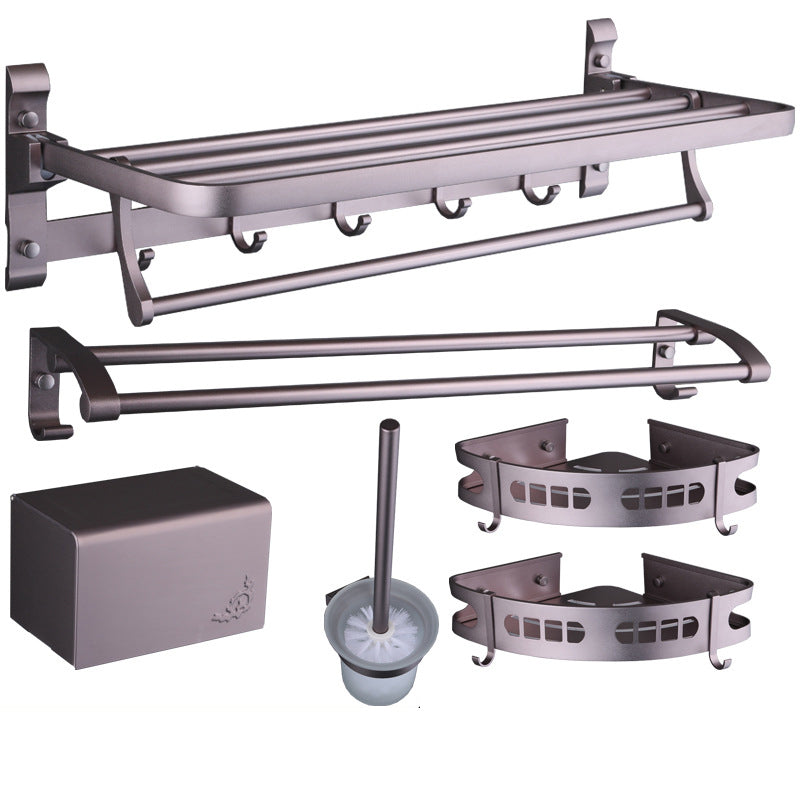 BowLift | 6-piece modern bathroom hardware set made of aluminum with towel holder/paper holder