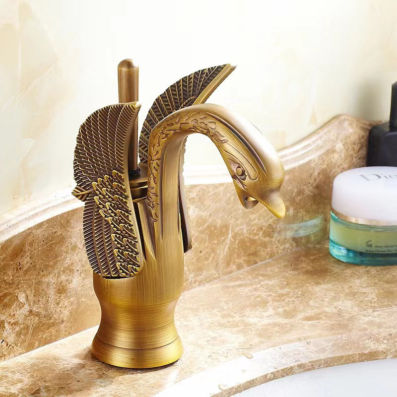 BowLift | Full brass bathroom sink faucet hot and cold water single handle sink faucet