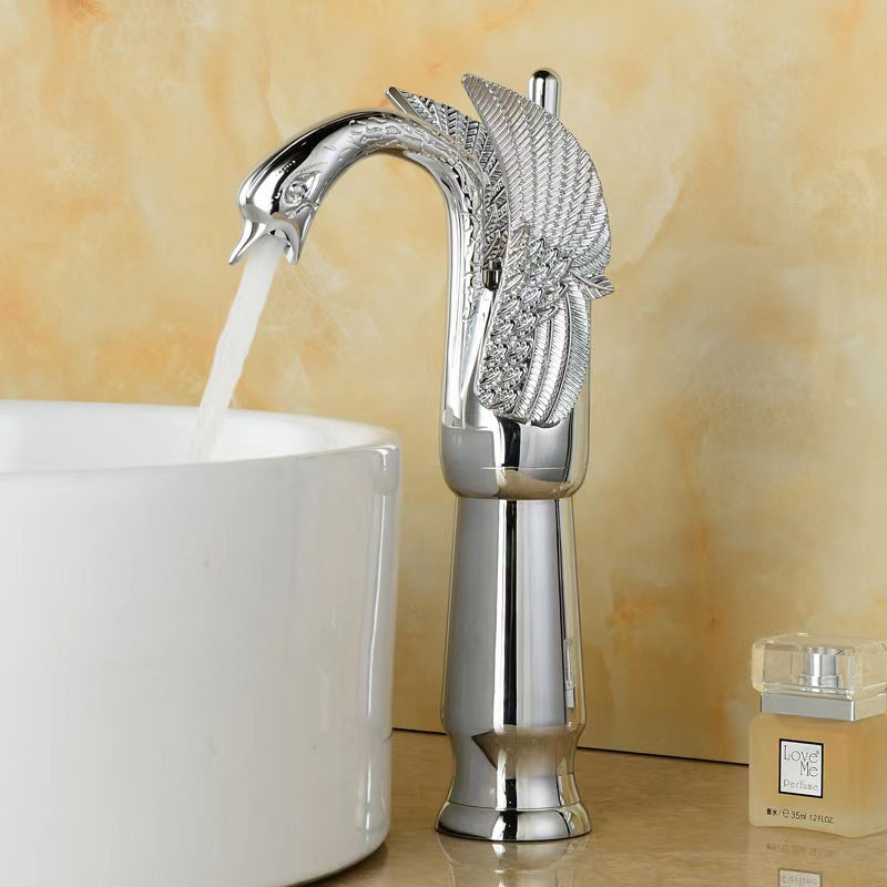 BowLift | Full brass bathroom sink faucet hot and cold water single handle sink faucet