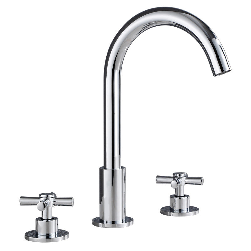 BowLift | Goose Neck Bathroom Basin Faucet 2 Handles Hot and Cold Water Basin Faucet with Drain