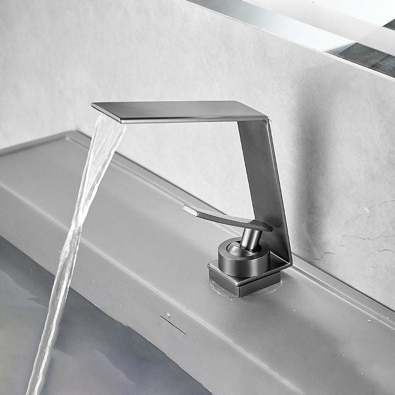 BowLift | Metal Waterfall Spout Sink Faucet Lever Handles Vessel Sink Faucet