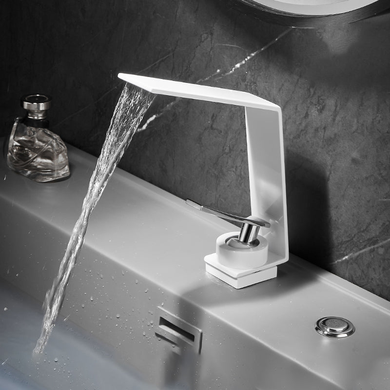 BowLift | Metal Waterfall Spout Sink Faucet Lever Handles Vessel Sink Faucet