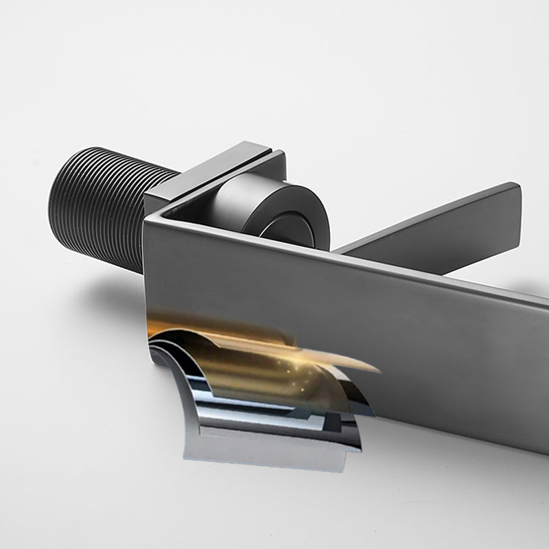 BowLift | Metal Waterfall Spout Sink Faucet Lever Handles Vessel Sink Faucet