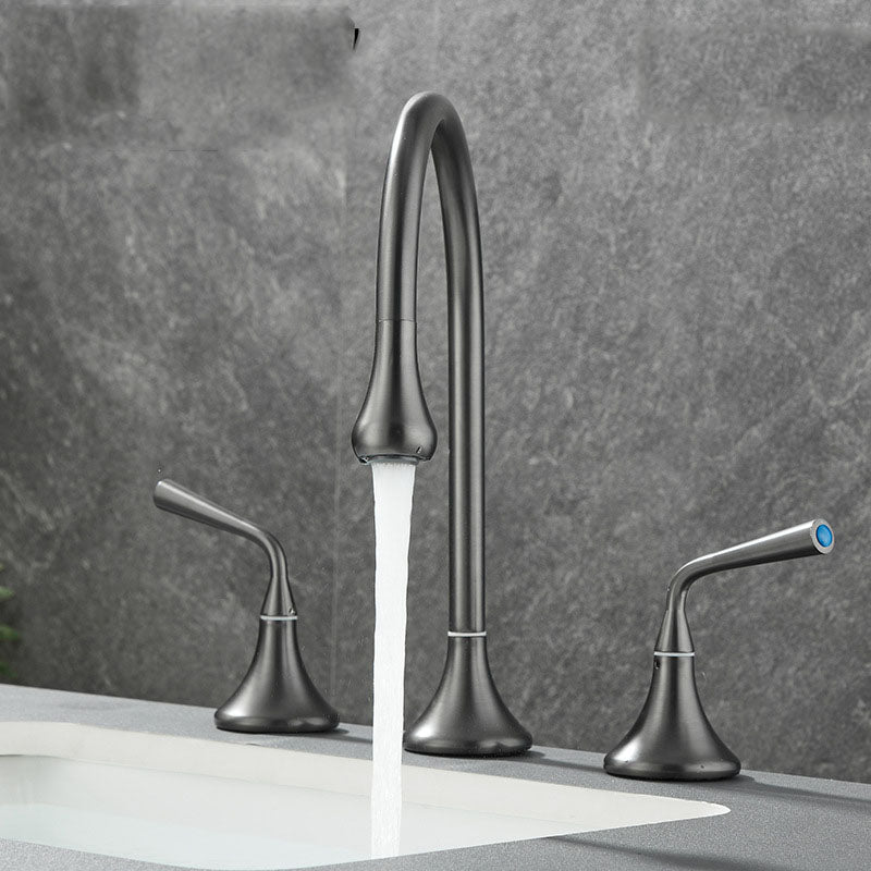 BowLift | Double Handle Tub Filler Deck Mounted High Arc Brass Modern Roman Tub Filler