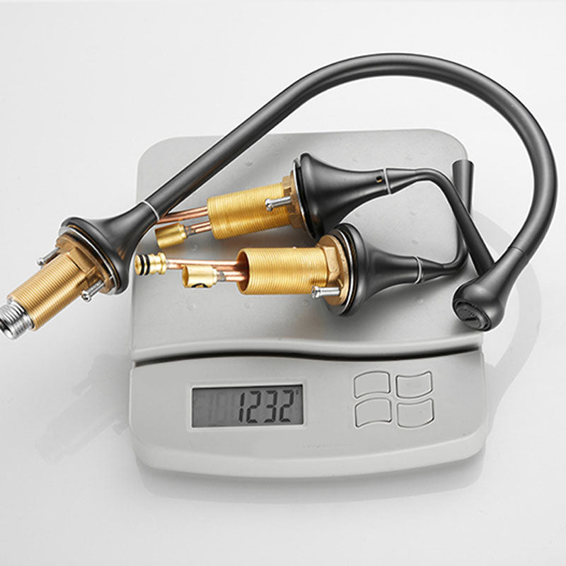 BowLift | Double Handle Tub Filler Deck Mounted High Arc Brass Modern Roman Tub Filler