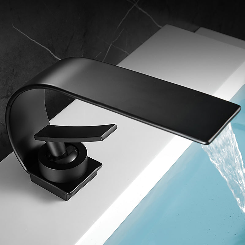 BowLift | Waterfall Spout Widespread Sink Faucet Modern Metal Widespread Sink Faucet