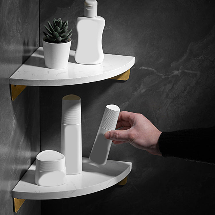 BowLift | Marble 2-piece Bathroom Accessory Set Brushed Metal Bathroom Shelf