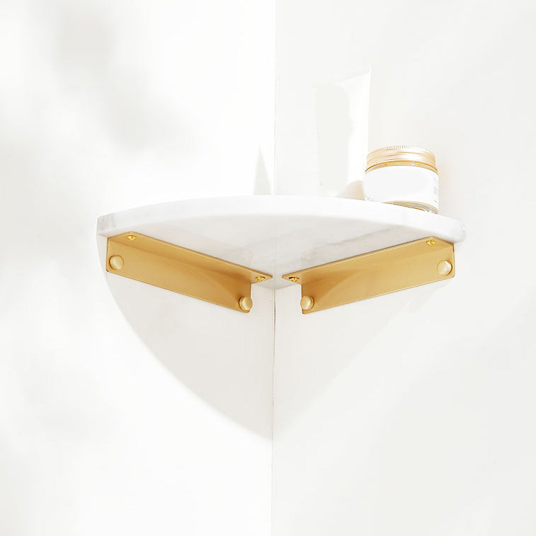 BowLift | 2-piece marble bathroom shelf brass bathroom accessory set in white/green