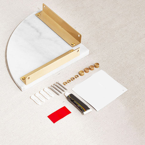 BowLift | 2-piece marble bathroom shelf brass bathroom accessory set in white/green